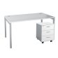 Pack straight desk W 140 cm + mobile drawer cabinet 3 drawers Squadra