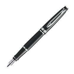 Stylo plume Waterman Expert corps noir laqué argent