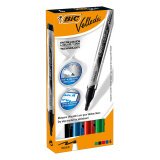 Pak met 4 uitwisbare markers Bic Velleda klassieke kleuren vloeibare inkt medium kegelpunt 2,2 mm