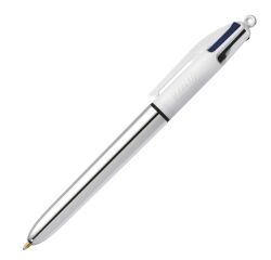 Boligrafo 4 colores Bic Shine metalizado plata