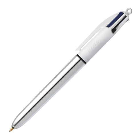 Boligrafo 4 colores Bic Shine metalizado plata
