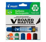 Marqueur effaçable V-BOARD MASTER PILOT encre liquide pointe ogive fine 1,7 mm - Pochette de 5 couleurs assorties