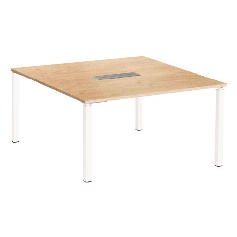 Mesa de reunión Eden cuadrada roble patas blancas