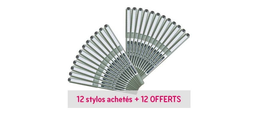 Pack 12 + 12 stylos roller Eye Uni-Ball noir