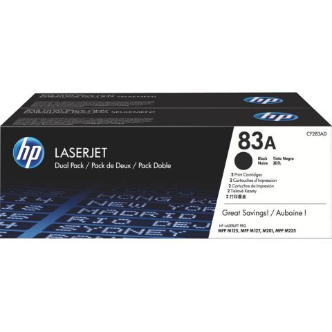 HP 83A (CF283AD) Pack de 2 tóneres originales negro