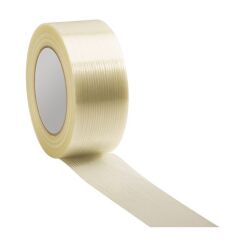 Kleefband polypropyleen met versterking in de lengte 50 mm x 50 m kleurloos