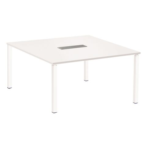 Mesa de reunión Eden cuadrada blanca patas blancas
