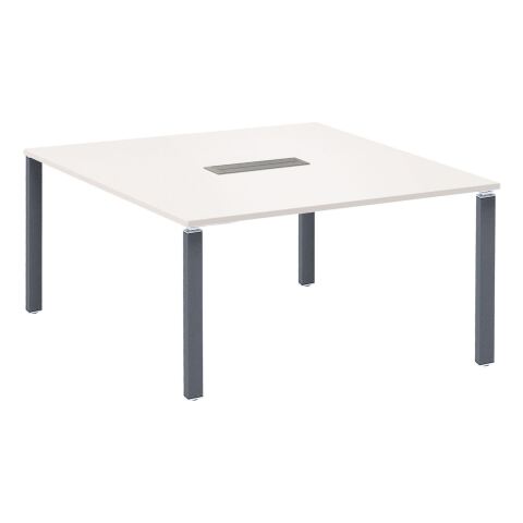 Mesa de reunión Eden cuadrada blanca patas antracitas