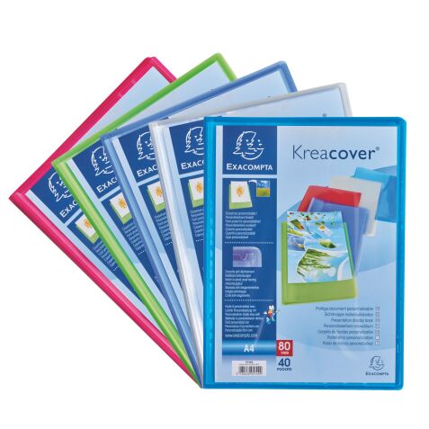 Document protection Kreacover Exacompta translucent polypropylene personalisable A4 - 40 sleeves assorted colours