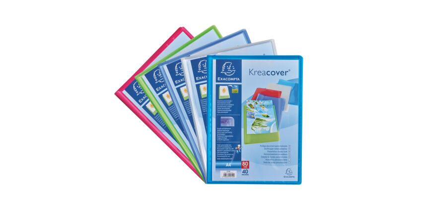 Protège-documents Exacompta polypropylène translucide personnalisable A4 20 pochettes - 40 vues couleurs assorties
