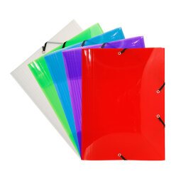 Translucent sleeve in plastic with 3 folds Exacompta 12 x 16 cm back 1,7 cm assorted colours