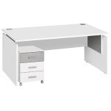 Pack bureau L 160cm + caisson mobile 3 tiroirs blanc Intuitiv