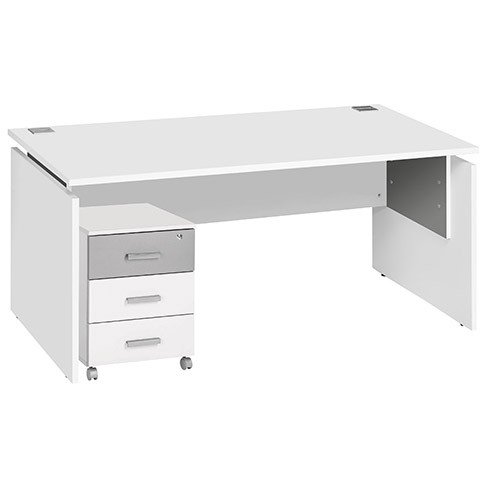 Pack bureau L 160cm + caisson mobile 3 tiroirs blanc Intuitiv