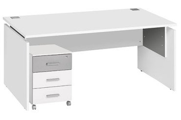 Pack bureau L 160cm + caisson mobile 3 tiroirs blanc Intuitiv