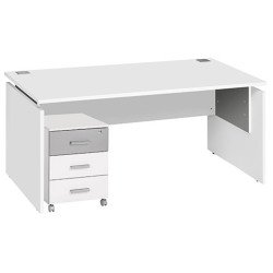 Pack bureau L 160cm + caisson mobile 3 tiroirs blanc Intuitiv