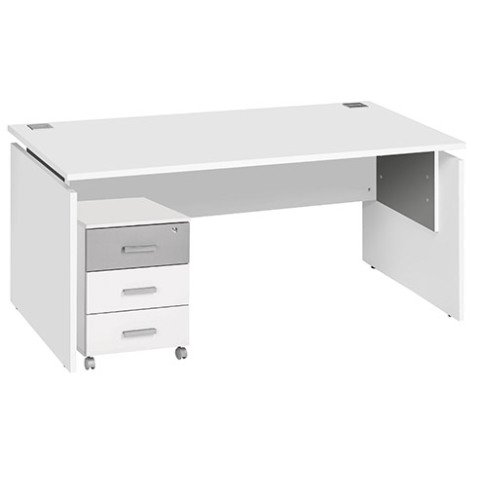 Pack bureau L 160cm + caisson mobile 3 tiroirs blanc Intuitiv