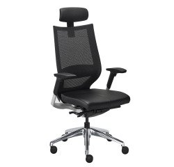 Bureaustoel Fortis leer met netstructuur - Synchroon mechanisme