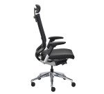 Fauteuil de bureau FORTIS assise cuir - avec accoudoirs, appui-tête et soutien lombaire - Mécanisme Synchrone - Réglage profondeur d'assise - Pieds aluminium