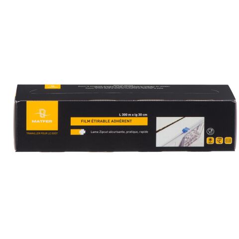 Film transparente de PVC para alimentos, ancho 30 cm - Rollo de 300 m