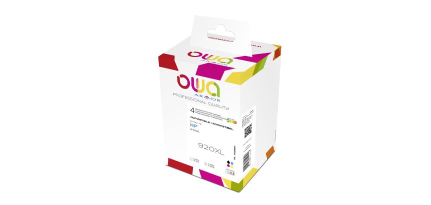 Pack cartouches Owa compatibles HP 920XL 4 couleurs pour imprimante jet d'encre
