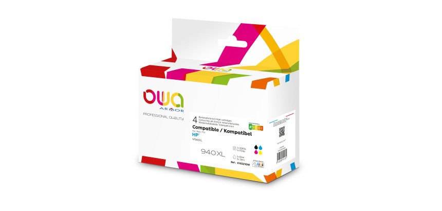 Pack cartouches Owa Compatibles HP 940XL 4 couleurs pour imprimante jet d'encre