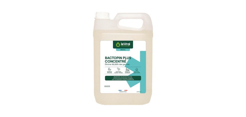 Détergent désinfectant Le Vrai Bactopin plus concentré parfum pin des Landes - Bidon de 5 litres