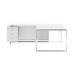 Bureau compact retour à gauche L 200 x P 100 cm, piétement métal - Maestro