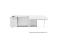 Bureau compact retour à gauche L 200 x P 100 cm, piétement métal - Maestro