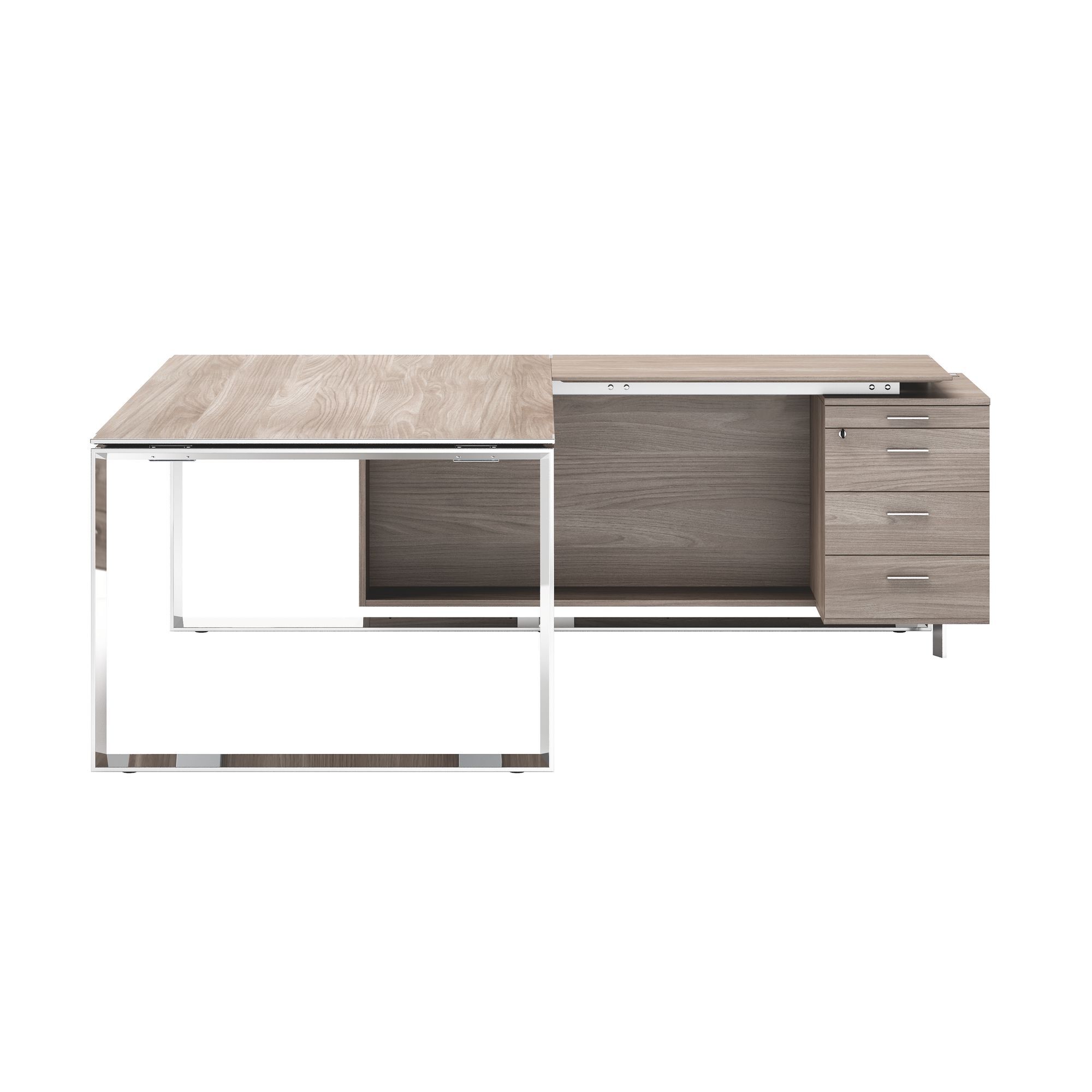 Bureau compact retour à droite L 200 x P 100 cm, piétement métal - Maestro