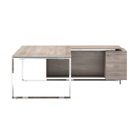 Bureau compact retour à droite L 200 x P 100 cm, piétement métal - Maestro