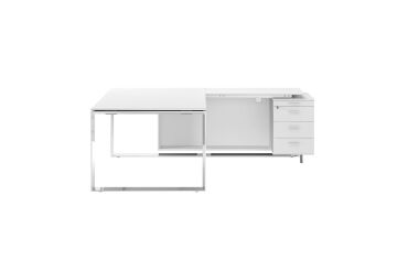 Desk with return on Darwin cabinet - Darwin metal base