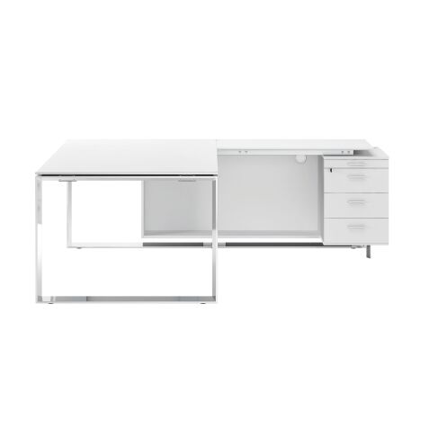 Desk with return on Darwin cabinet - Darwin metal base