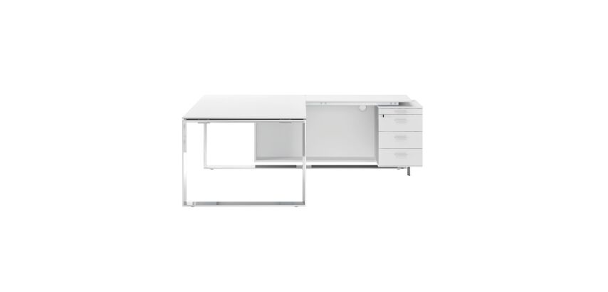 Bureau compact retour à droite L 200 x P 100 cm, piétement métal - Maestro