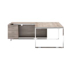 Bureau compact retour à gauche L 200 x P 100 cm, piétement métal - Maestro