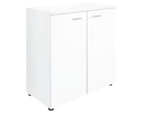 Low cabinet H 89 cm wood swinging doors white Essenzza - Darwin