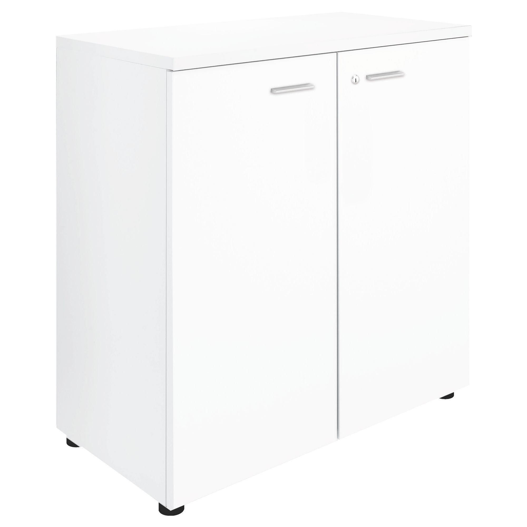 Armoire basse H 89 cm bois blanc portes battantes Essenzza - Darwin