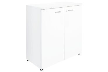 Low cabinet H 89 cm wood swinging doors white Essenzza - Darwin