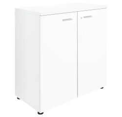 Low cabinet H 89 cm wood swinging doors white Essenzza - Darwin