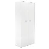 Armoire haute bois blanc H 217 cm portes battantes Maestro - Greko