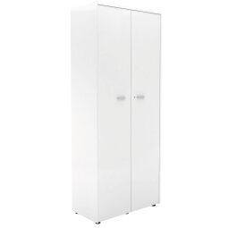 Armoire haute bois blanc H 217 cm portes battantes Darwin - Essenzza