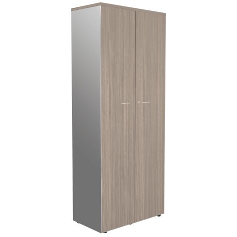 Hoge kast H 217 cm hout klapdeuren iep kleur behuizing alu Essenzza - Darwin