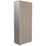 Armoire haute bois H 217 cm portes battantes orme corps alu Maestro - Greko