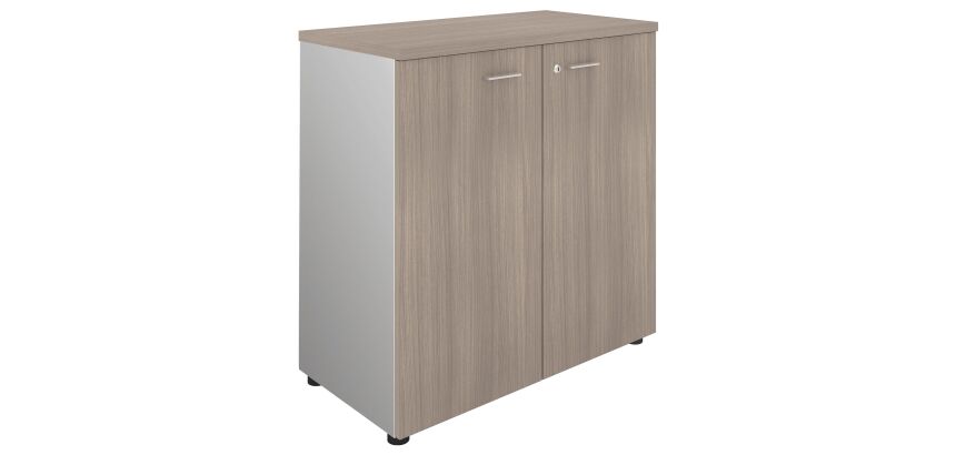 Armoire basse H 89 cm bois portes battantes orme Greko