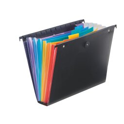 Hängeregister mit Registern für Schubladen in undurchsichtigem Polypropylen Rainbow Viquel 6 Verteilungen schwarz