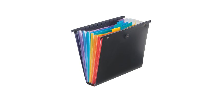 Trieur suspendu polypropylène opaque Rainbow Viquel 6 onglets noir