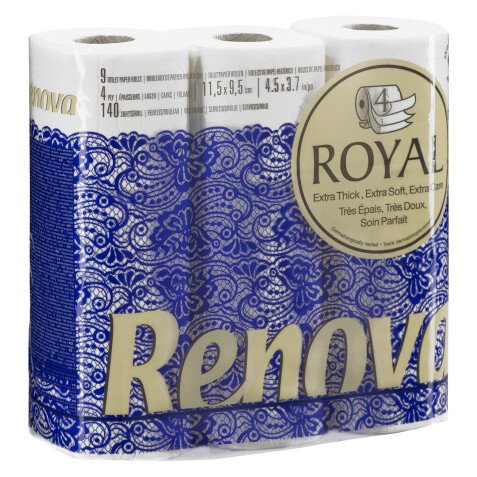 Toilettenpapier 4 Schichten Royal Renova - Box mit 63 Rollen von 140 Blatt 