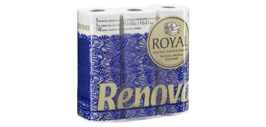 Papier toilette quadruple épaisseur Royal Renova - Colis 63 rouleaux 140 feuilles