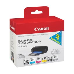 Pack Tintenpatronen 6 Farbenn Canon PGI550BK - CLI551 für Tintenstrahldrucker
