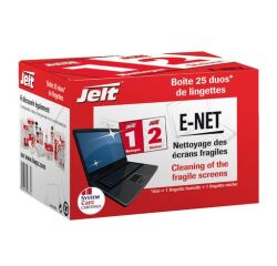 Toallitas húmedas de pantallas de cristal líquido y dispositivos portátiles E-net - caja de 25