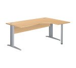 Bureau compact hêtre L 180 cm retour à droite piètement L métal Essens